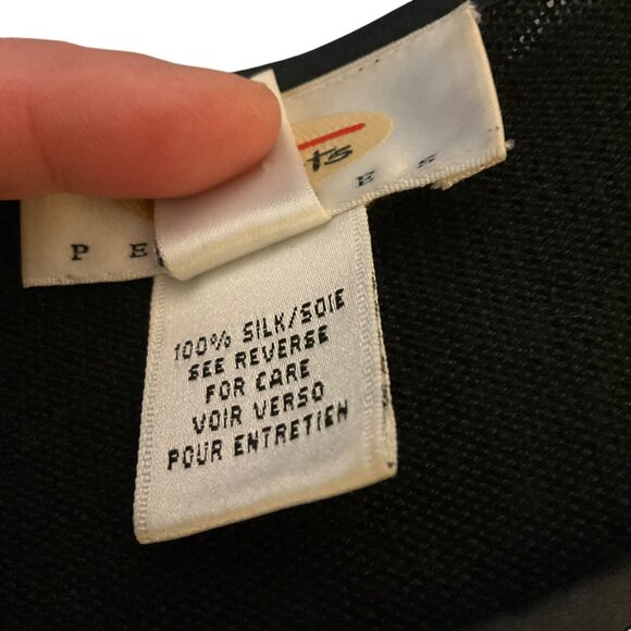 Talbots Petites Womens 100% Silk Black Cardigan Sweater Size 14  Button Front - Picture 4 of 7